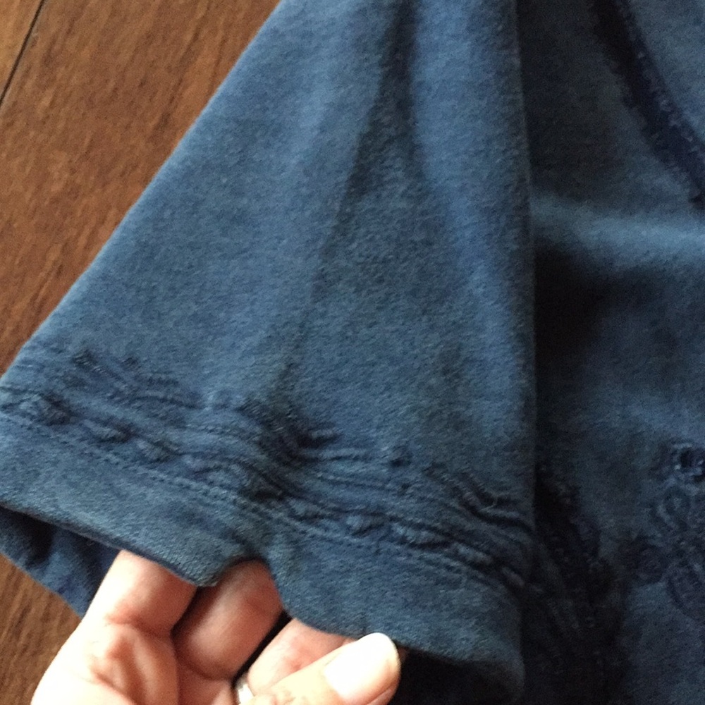 Anthropologie Navy Embroidered Short Sleeve Top - Picture 4 of 11